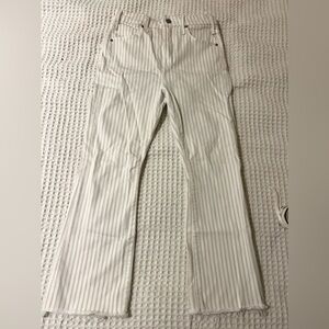 Abercrombie & Fitch High-Rise Striped Ankle Flared Jeans